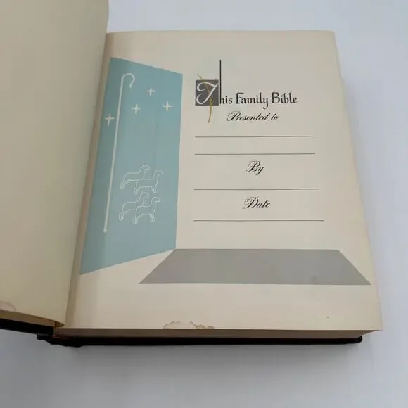 Vintage 1962 Family Bible from Southwestern Company Black 3196 & Bookmarks